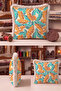 Tropical Leaf Motif Fringed Pillowcase - Exotic Orange Turquoise Mink Tassel Throw Pillow Cover - 4