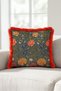 Floral Patterned Vintage Floral Fringed Pillowcase-Botanical Boho Petrol Burgundy Tassel Throw Pillow Cover - 3