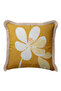 Bohemian Floral Design Floral Fringed Pillowcase-Tropical Botanical Ecru Cream Tassel Throw Pillow Cover - 3