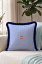 Striped Floral Fringed Pillowcase - Marine Bohemian Navy Blue Cream Tassel Throw Pillow Cover - 5