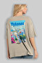 Mykonos Greece Beige Oversize Country City Back Printed Unisex T-Shirt 100% Cotton Premium - 3