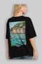 Portofino Italy Black Oversize Country City Back Printed Unisex T-Shirt 100% Cotton Premium - 4