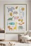 Animal Alphabet Kids Wall Art | Portrait Framed Canvas Print with Gold Foil Embossed | Luxury Modern Decor for Kids Room