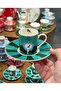 6-Piece Porcelain Green Bird Coffee Cup Set - 2