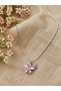 Miore Pink Flower Figured Women's Necklace with Zircon Stone Detail - 2