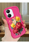 Poco X7 Pro Compatible Case Camera Protector Red Silicone Couple Phone Case Floral Pattern