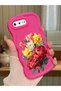 iPhone 8 Plus Compatible Case Camera Protector Red Silicone Couple Phone Case Floral Pattern