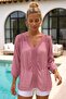Italian Dusty Rose Lace Collar 3/4 Sleeve Lined Casual Silk Woven Blouse 67 57 - 5