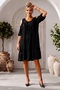 Black Lace Collar Flounce Sleeve Lined Skirt Ruffle Casual Wrinkled Woven Dress 97 62 - 5