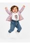 Baby Girl Floral Pattern Hooded Raincoat Jacket Printed T-Shirt and Jeans Pants with Pockets 3 Piece Set - 2