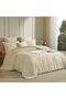 Duvet Cover 240 x 260 cm Beige Cream Seersucker Plain Microfibre Bedding Set for 2 Adults