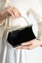 Pearly Women's White Embroidered Pearl Detailed Metal Handle Evening Dress Hand and Shoulder Bag - 2