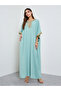 Green Kaftan Maxi Dress With Lace Embroidery - 3