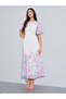 Floral Print Short Sleeves A-Line Maxi Dress - 3