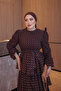 Brown Polka Dot Layered Chiffon Dress - 4