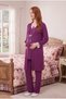 Maternity 3-Piece Pajama Set Purple Lace Detailed Long Sleeve Soft Viscose Nightgown Set with Dressing Gown - 2