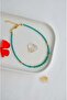 Turquoise Green Crystal Beaded Anklet Waterproof Adjustable 23+4 cm - 4