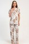 Women's Front Buttoned Short Sleeve Ecru Pajama Set C8T8N1215
