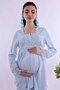Effortt Maternity Pajama Set with Hijab and Breastfeeding Feature - Long Robe - Blue - 6