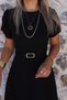 Black Belted Sleeve Detail Dress - 4