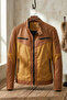 Brown Leather-Look Denim Women's Biker Pants