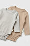 Organic Cotton Baby Long Sleeve Snap Fastener Bodysuit - 2