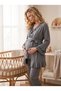 New Season Smoked Melange Flounce Design with Easy Breastfeeding Feature Short Sleeve Maternity Pajama Set - 4