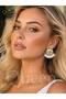Trend Fashion Luxury Dangle Tassel Shakira Metal Gold Golden Stainless Steel Earrings with White Pearl Beads - 2