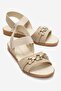 Single Buckle Ribbed Women's Sandals Beige