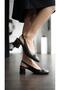 312518 Gold Buckle Square Heeled Open Back Shoes'Heel 6 cm' - 2