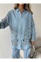 Women's Denim Fabric Front and Sleeves with Stone Embellishments Stylish Set - 3