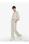 Beige Elastic Waist Women's Sports Sweatpants