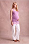 Maternity Lilac Cotton Crew Neck Sleeveless Lace Detailed Long Undershirt Millie - 2