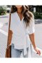 Women's Stylish Double-Breasted Collared Viscose Blouse with Side Ties - 4