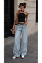 Women's Bluz with Metal Collar Detail and Tie-Up Fastening