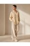 Women's Natural Seashell Stone Embroidered Linen-Look Cotton Shirt - 2