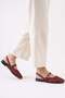 Women's Burgundy Double-Strapped Mesh Short-Heeled Daily Comfortable Ballerinas - 2