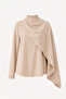 Beige Blouse with Shawl Detail 0146 - 4