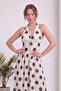 Women's Polka Dot Halter Neck V-Neck Maxi Length Woven Dress Ecru - 2
