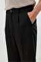 Black Linen Blend Men's Trousers with Elastic Waist - 4