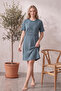 Cotton Patterned Striped Interlock Knitted Short Sleeve Nightgown Dress 95cm - 5