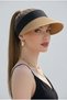 Women's Straw Visor Tennis Beach Hat with Adjustable Band - 3