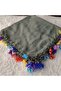 Handmade Rainbow Spring Beaded Crochet Border Writing Edge Cheesecloth Yemeni Dowry Bag Circle - 4