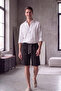 Men's Black Summer Lightweight Casual Breathable Muslin Shorts with Back Pockets - 4