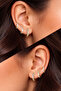 Gold Color Steel Zircon Channel Stone 7-9-11 mm 6-Piece Hoop Earrings 2.50 mm - 2