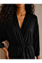 Women's Combed Cotton Long Dressing Gown – Lace Detailed Belted Comfortable Nightgown Top Home Wear - 4