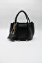 Women's Black Drawstring Crossbody Hand and Shoulder Bag with Charm Accessories - 2
