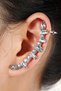 Elegant ear cuff earring, round, pointed and rectangular white crystals - 4