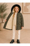 Girl's Waterproof Plush Lined Fur Hooded Long Inflatable Winter Coat 6-10 Years Old – Cream