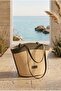 Bag Women's Tote Bag Shoulder Bag Straw Bag Summer Large Handbag Leather Celeste Khaki - 5
